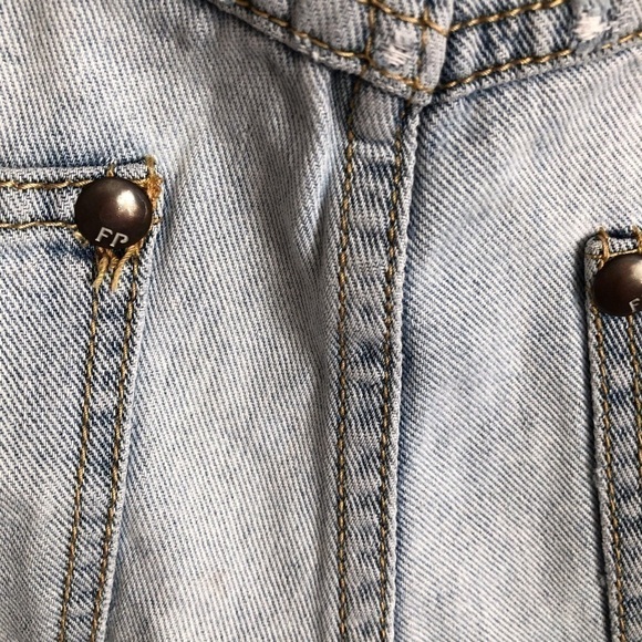 Free People Distressed Crochet Denim Shorts - Picture 5 of 13